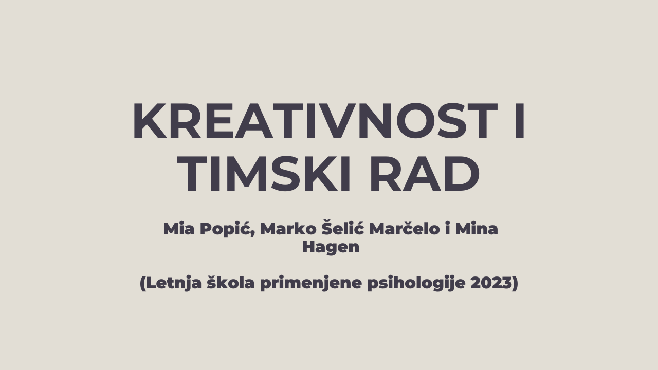 Kreativnost i timski rad